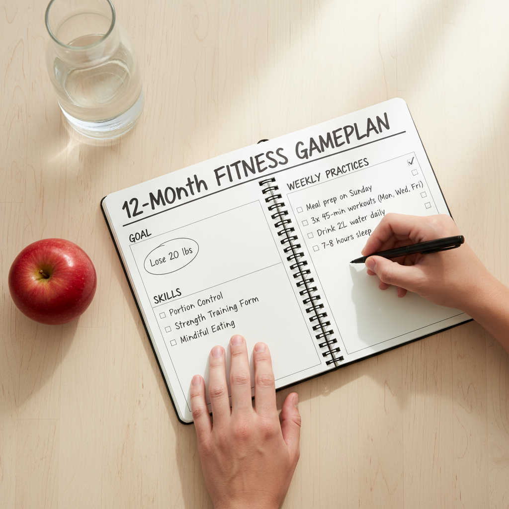 A determined Filipina planning how to start a workout for beginners at home.