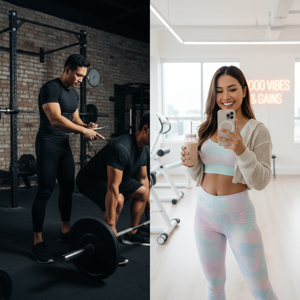 An online fitness coach in the Philippines guiding a client through a workout plan.