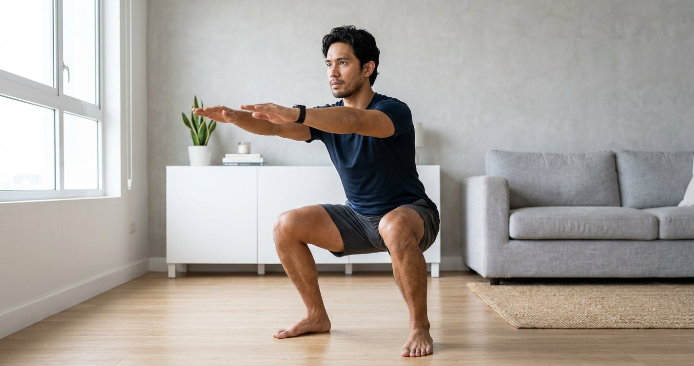 A person working on core conditioning and breathwork