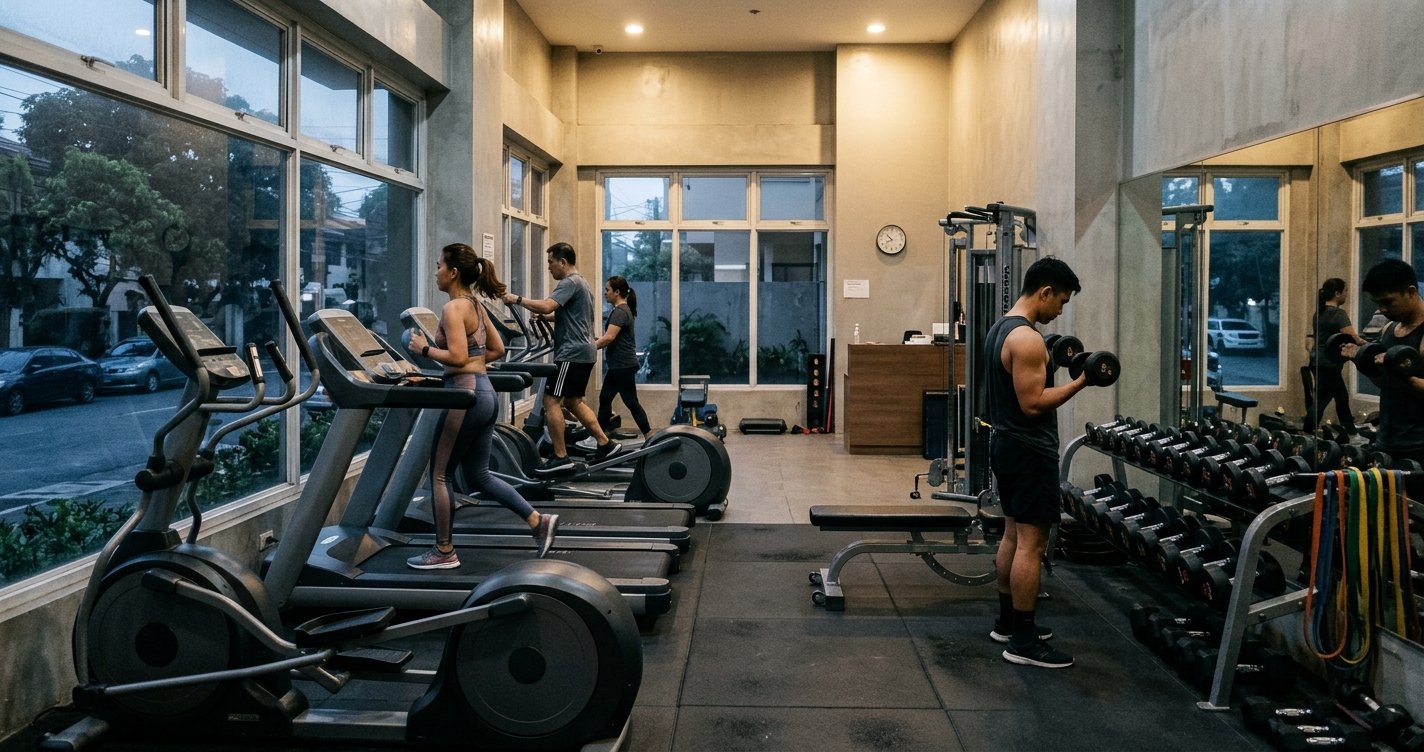 Inside a compact 24-hour gym in Metro Manila